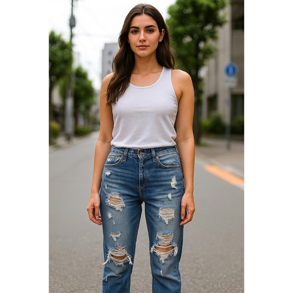 Big Star Women's 26S Distressed Rolled Cuff‎ Jeans – Casual Streetwear Style